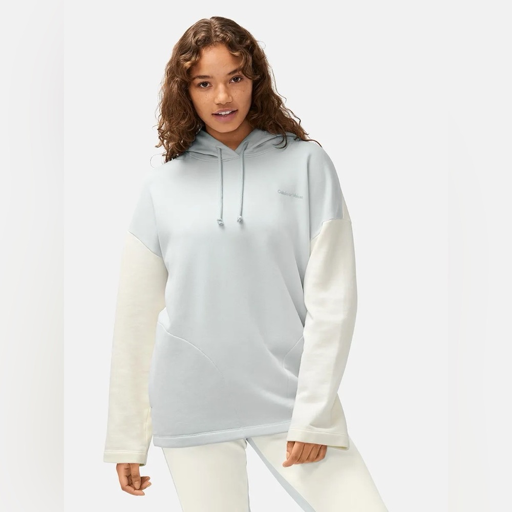 Outdoor Voices Cotton Terry Oversized Hoodie Colorblock Blue White medium